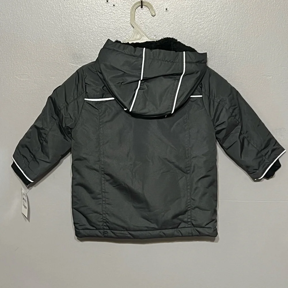 Urban Republic 18M Toddler Quilted Weatherproof Jacket Charcoal Fur Lined Hood